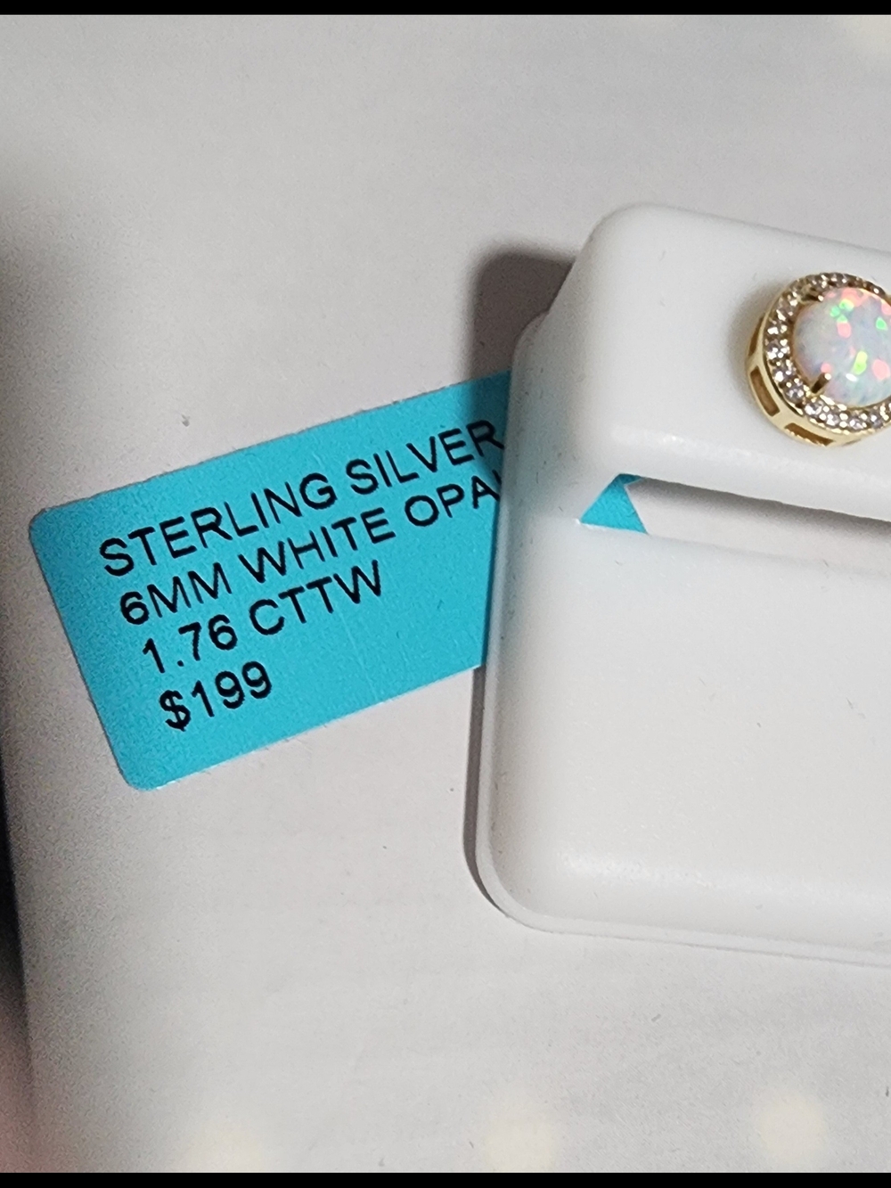 Opal Halo Stud Earring in Gold with White Opal